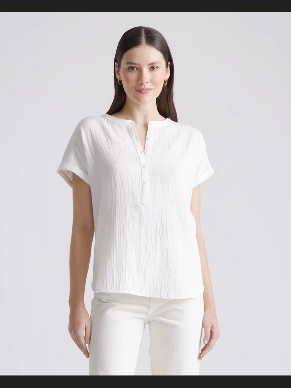Quince 100% organic cotton Gauze Roll Sleeve Shirt